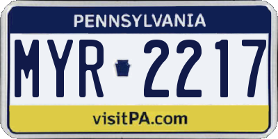 PA license plate MYR2217