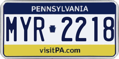 PA license plate MYR2218