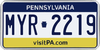 PA license plate MYR2219