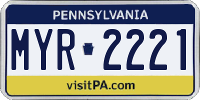 PA license plate MYR2221