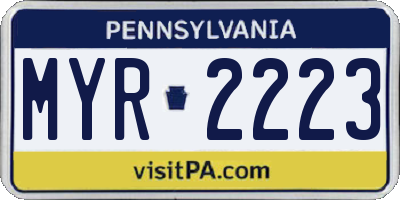 PA license plate MYR2223