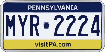 PA license plate MYR2224
