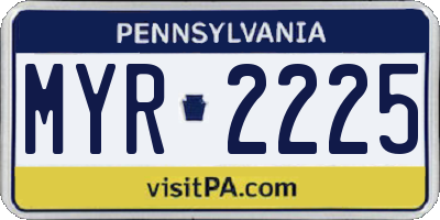 PA license plate MYR2225