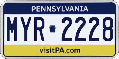 PA license plate MYR2228