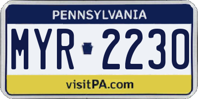 PA license plate MYR2230
