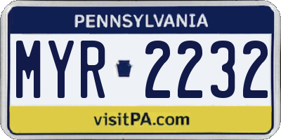 PA license plate MYR2232