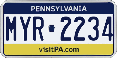 PA license plate MYR2234