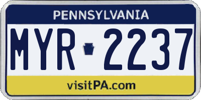 PA license plate MYR2237