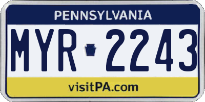 PA license plate MYR2243