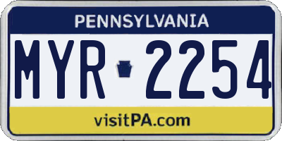 PA license plate MYR2254