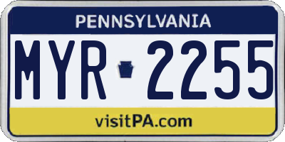 PA license plate MYR2255