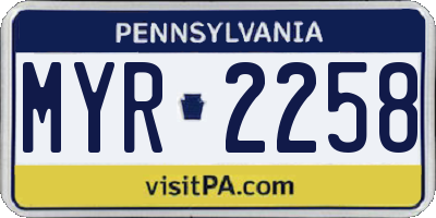 PA license plate MYR2258