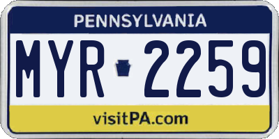 PA license plate MYR2259