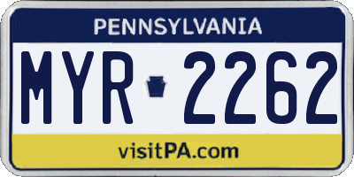 PA license plate MYR2262