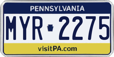 PA license plate MYR2275