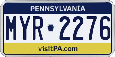 PA license plate MYR2276