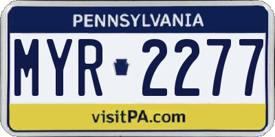 PA license plate MYR2277