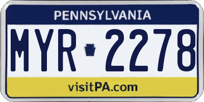 PA license plate MYR2278