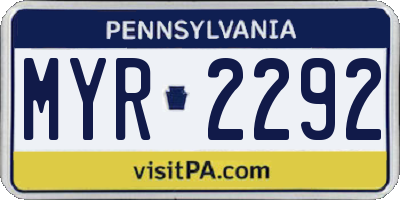 PA license plate MYR2292