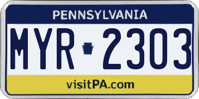 PA license plate MYR2303