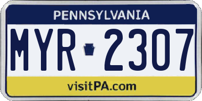 PA license plate MYR2307