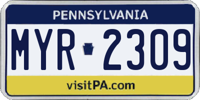 PA license plate MYR2309