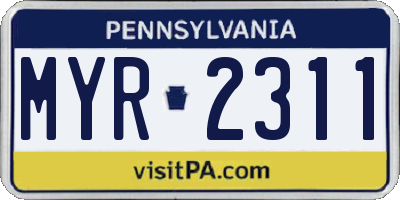 PA license plate MYR2311