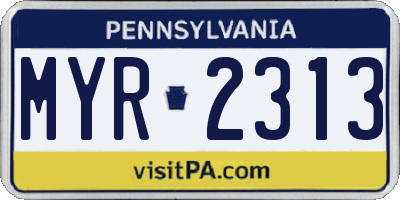 PA license plate MYR2313