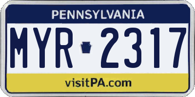 PA license plate MYR2317