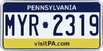 PA license plate MYR2319