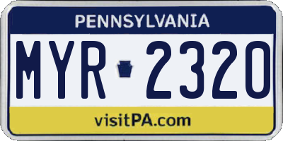 PA license plate MYR2320
