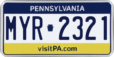 PA license plate MYR2321