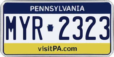 PA license plate MYR2323