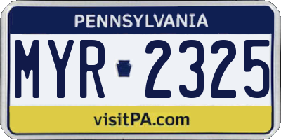 PA license plate MYR2325