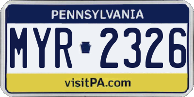 PA license plate MYR2326