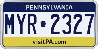 PA license plate MYR2327