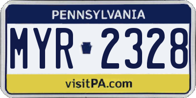 PA license plate MYR2328