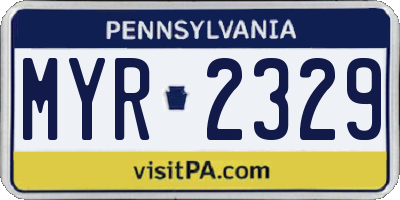 PA license plate MYR2329