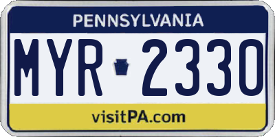 PA license plate MYR2330