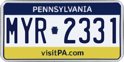 PA license plate MYR2331
