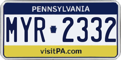 PA license plate MYR2332