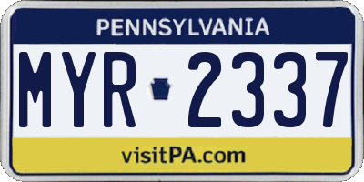 PA license plate MYR2337