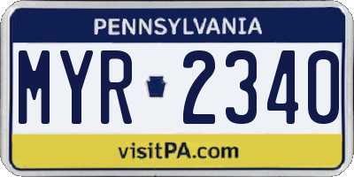 PA license plate MYR2340