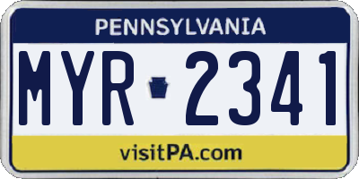 PA license plate MYR2341