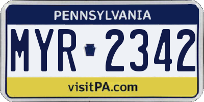 PA license plate MYR2342