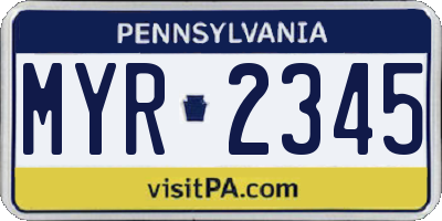 PA license plate MYR2345