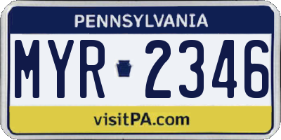 PA license plate MYR2346