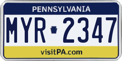 PA license plate MYR2347