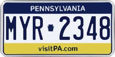 PA license plate MYR2348