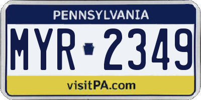 PA license plate MYR2349